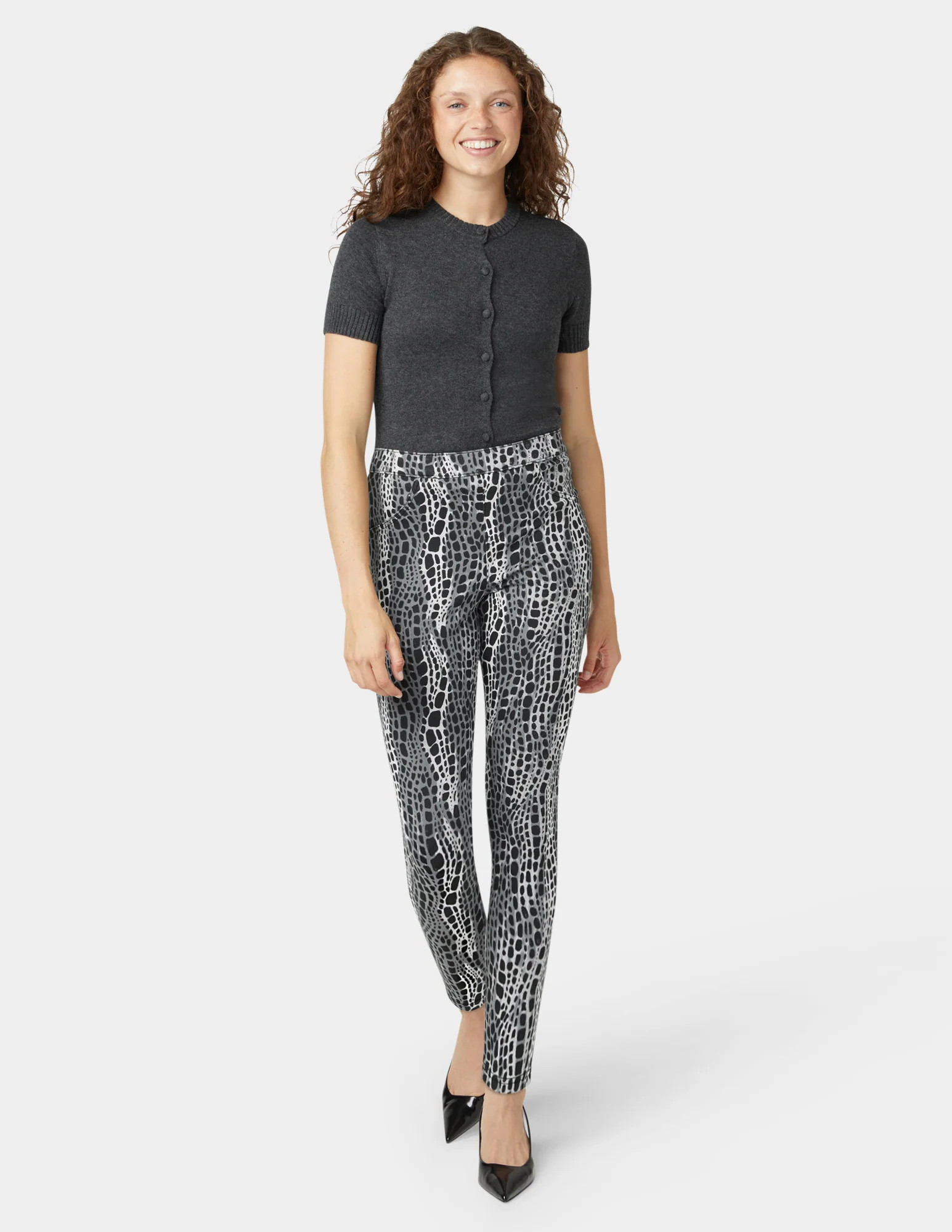 Abstract Animal Denim Legging - Image 2