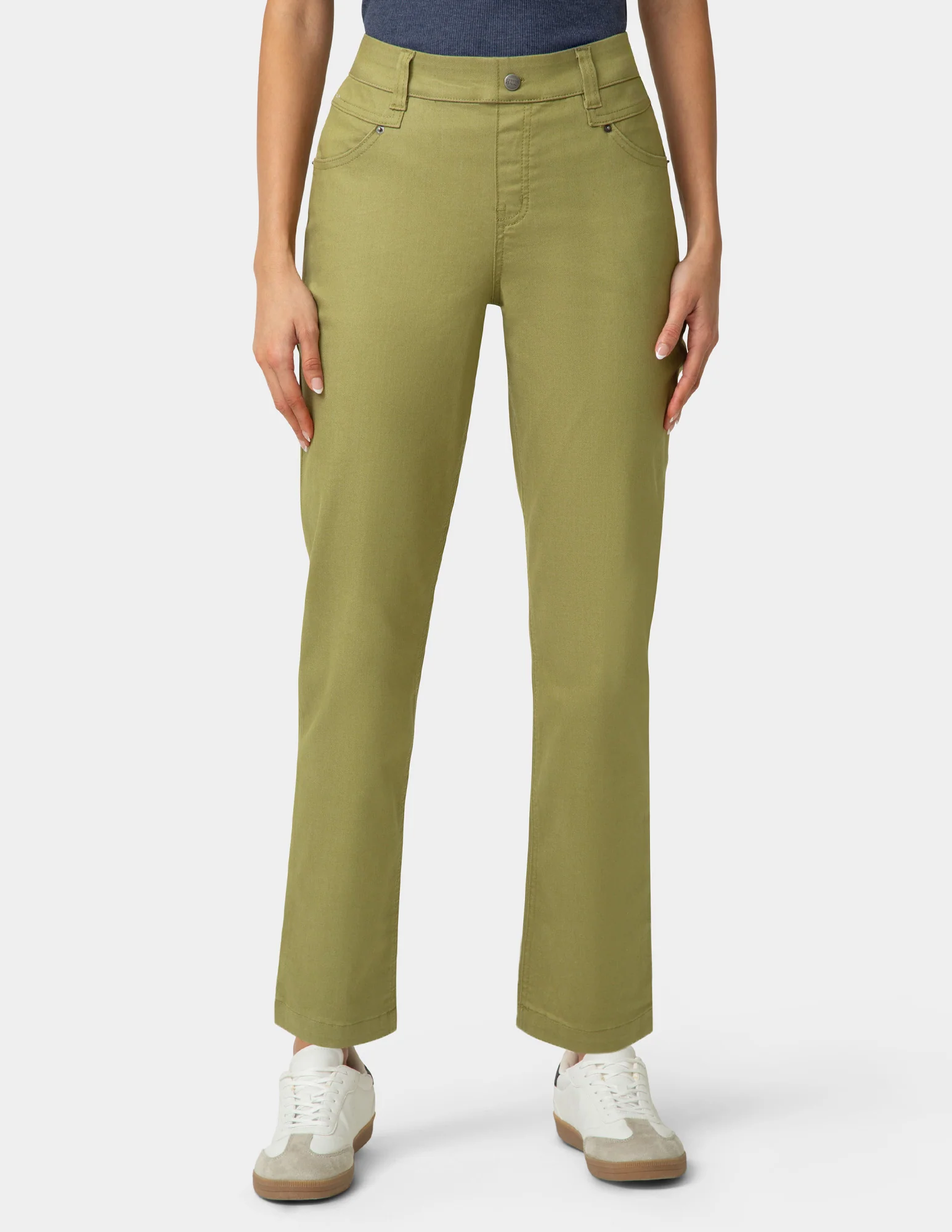 Crosshatch Denim Straight Leg Pant