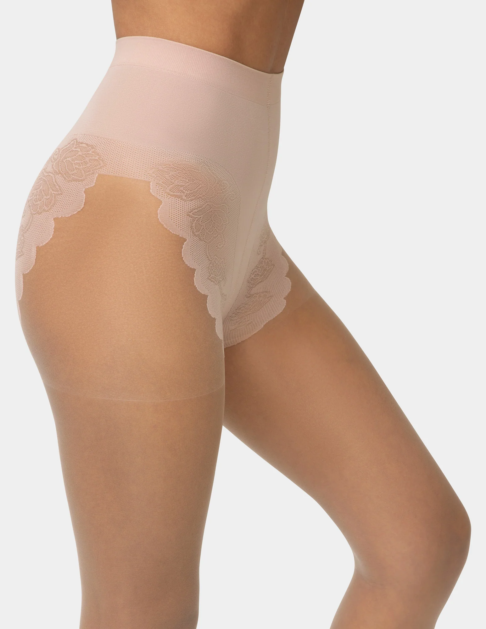 French Lace Control Top Pantyhose - Image 2