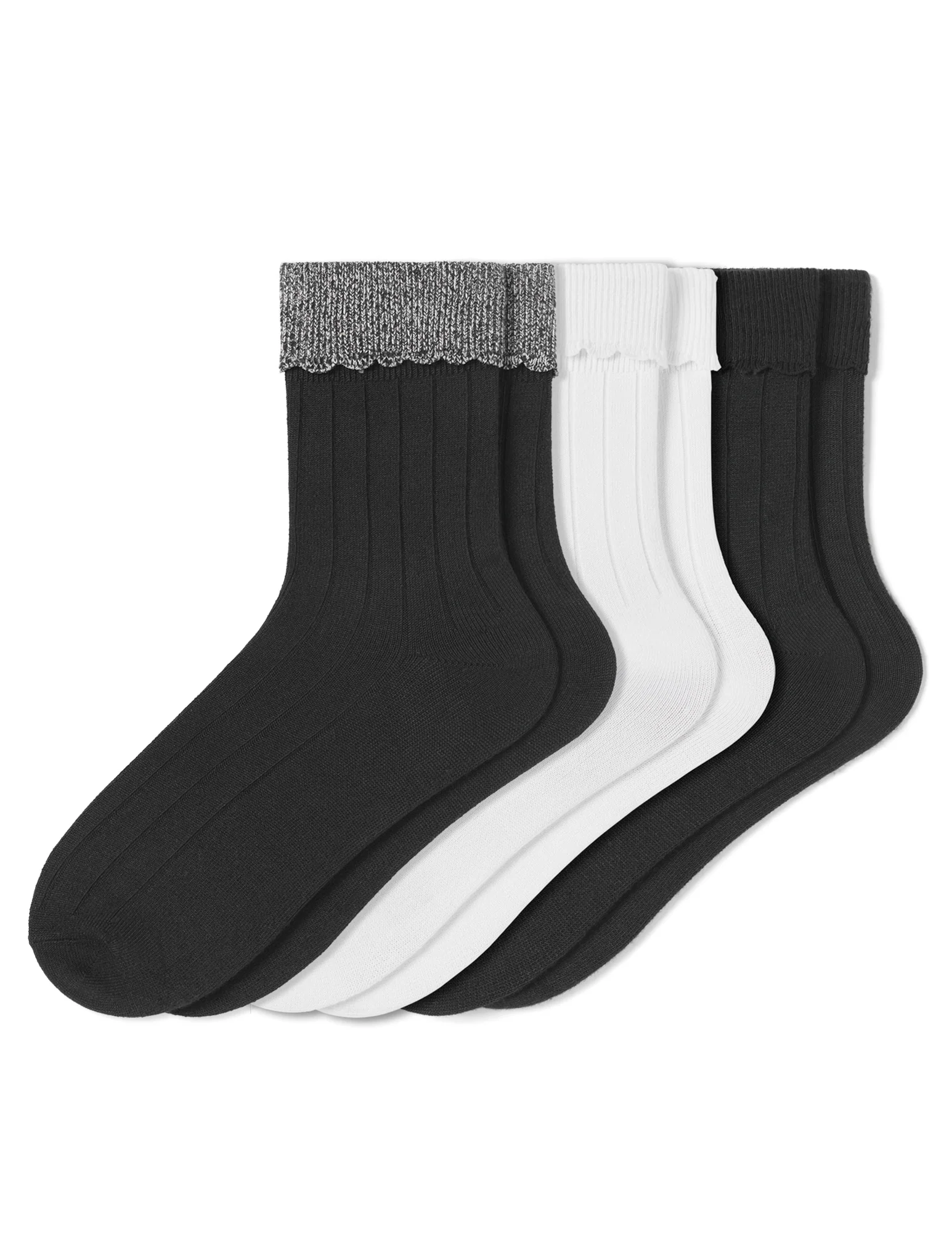 Scalloped Turncuff Sock 3 Pair Pack